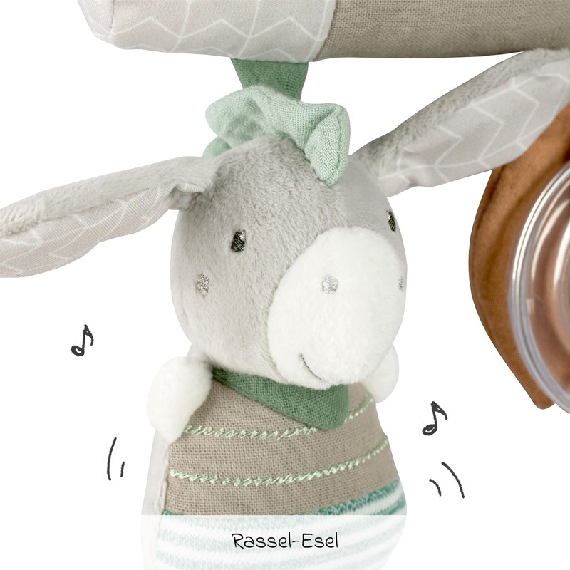 Fehn Activity Trapeze Hanging with Sheep & Donkey Animal Pendants