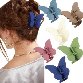 MINI BOXX Pinzas Para Cabello Mariposa Mate Grandes Para Mujer Y Niñas