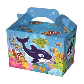 Diamante Crafts 10 Party Boxes -Themed Character Cardboard Lunch Food Loot Treat Box -16 Designs (10 - Sea Life Boxes)