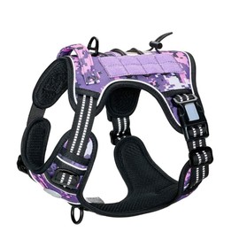 Tactical Dog Harness, for Hiking Training Military Service Dog Harness Suitable for Small, Medium & Large Dogs (Purple, XL)