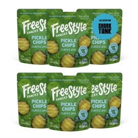 Freestyle Snacks Pickle Chip Snack Packs - Classic Dill - All Natural, Fresh-Packed Deli-Style Pickles - Non-GMO, Kosher, Gluten-Free, Low Calorie Snacks - 3.5 Ounce (6 Pack)