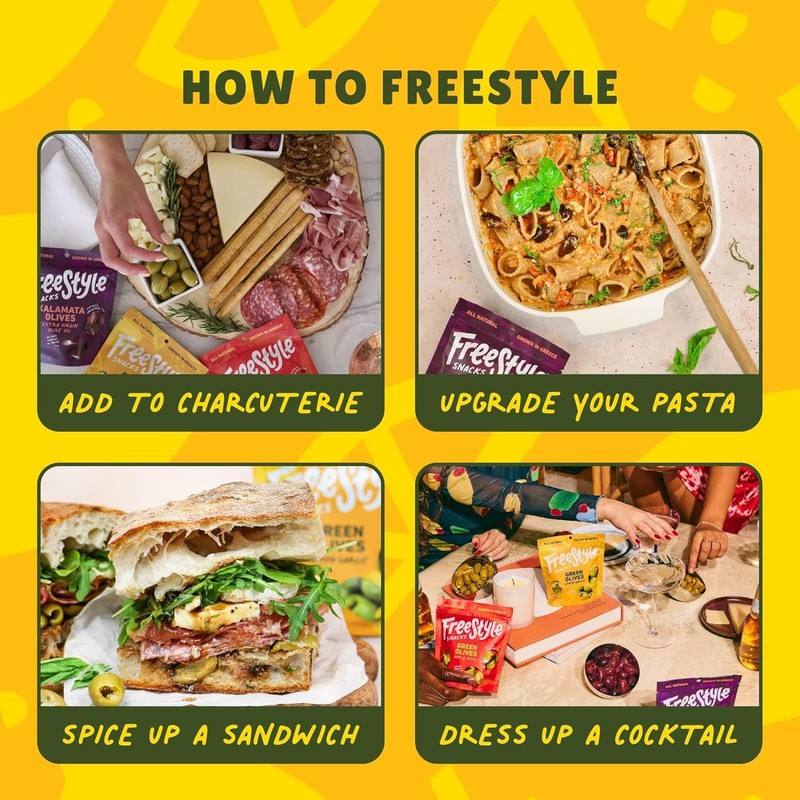 Freestyle Snacks Lemon Garlic Green Olives, 4 OZ