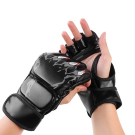 Half Finger Boxing Gloves Punching Bag Open Palms Fighting Kickboxing Sparring Gloves for Men Women Boxing Training Black