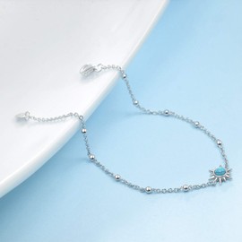 YFN 925 Sterling Silver Sun Created Turquoise Bracelets for Women Jewelry (sun)
