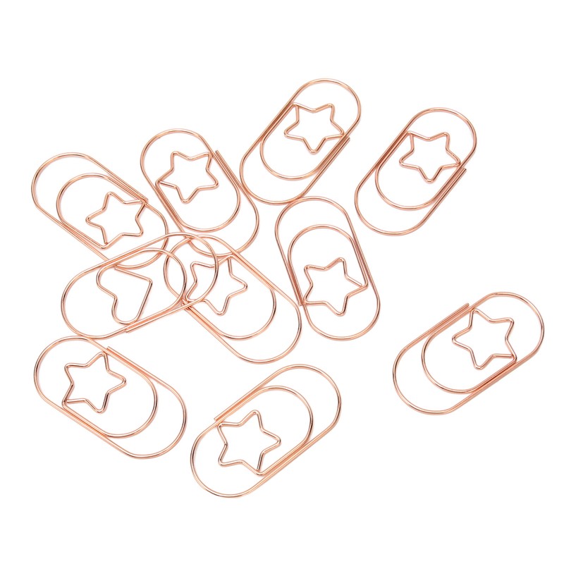 100pcs Rose Gold Star Paper Clips Slip Resistance Rust Prevention