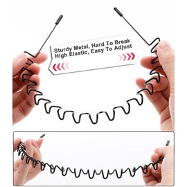 Metal Hair Band for Men Headband Women Hair Bands Men Unisex Black Wavy Spring Outdoor Sports Headbands for Men's Hair Band Hoop Clips Women Accessories Simple Elastic Non Slip Head Band Headwear 2 Pcs