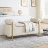YOPTO Upholstered Linen Storage Ottoman Bench with Cylindrical Armrest&Golden Metal