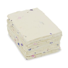 Kathmandu Valley Co. 4x6 Inch Handmade Lokta Card Stock Paper with Decorative Cornflower and Deckle Edge. Tree-free Lokta Paper for Vintage Stationery, Thank-you Notes, and Invitations. (100 Sheets)