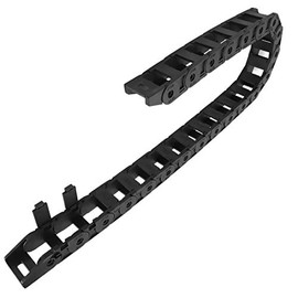 LMioEtool R38 18mm x 25mm(Inner H x Inner W) Black Plastic Cable Wire Carrier Drag Chain 1M Length for CNC, with End Connectors - Bridge Type (Inner Side openable)