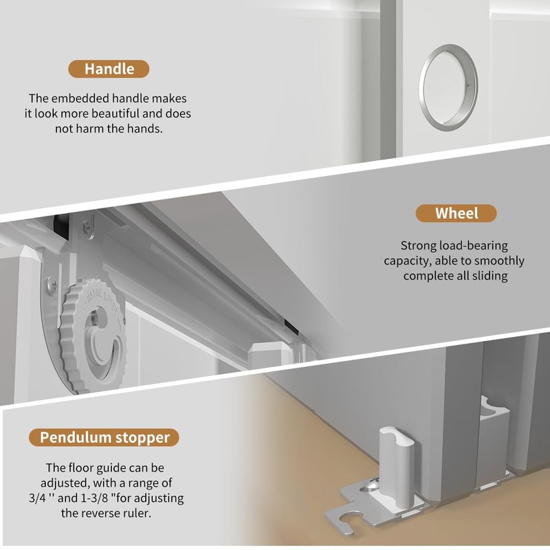 SongYung Bypass Sliding Door Hardware 48", Bypass Wardrobe Closet Door