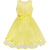 Sunny Fashion LZ64 Flower Girl Dress Yellow Belted Wedding Party