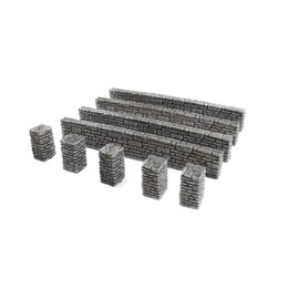 War World Gaming World at War Stone Wall and Pillar Sections – 28mm WW2 Normandy Wargame Terrain Model Diorama