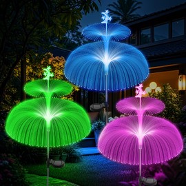 Solar Garden Lights Outdoor Solar Lights Waterproof Jellyfish & Star 7 Color Changing Solar Flower Lights for Garden Decor, Yard, Patio, Lawn, Pool, Party, Wedding, Gifts for Women/Mothers (3 packs)