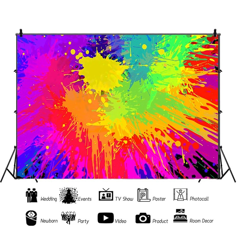Paint Splash Backdrop - Colorful Abstract Graffiti Style Photography Background