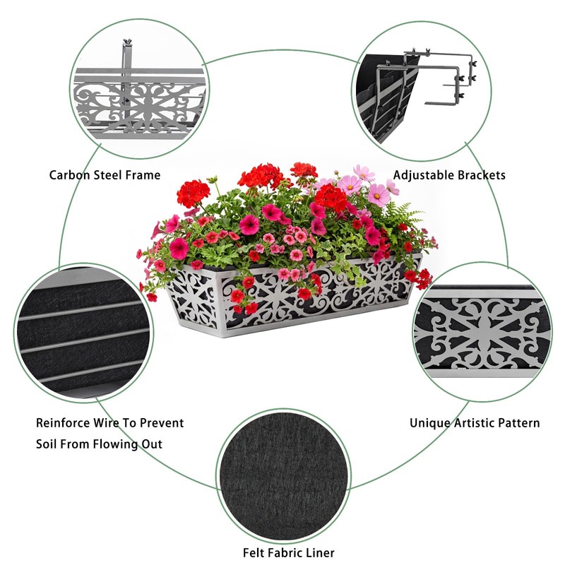 4 Pack 24 Inch Window Boxes Planter for Outdoor Plants