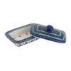 Blue Rose Polish Pottery - Orange Peach Posy Butter Dish
