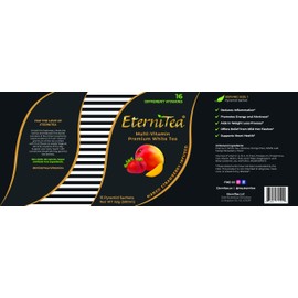 EterniTea "Multi-Vitamin Premium White Tea" 100% All Natural Herbs: (Mango Strawberry Flavor) -16 Different Vitamins (15-count Pyramid Sachets)