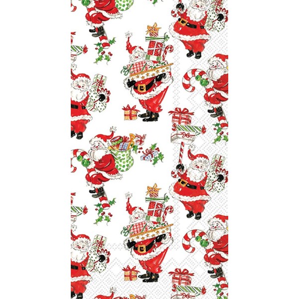 Boston International Rosanne Beck - Servilletas de papel para bufé de 3 capas de Navidad, diseño de Navidad, 16 unidades, Holly Jolly Santas