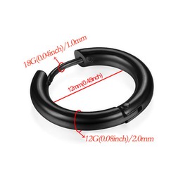 316L Surgical Stainless Steel Huggie Hoop Earrings 12mm Black Hypoallergenic Earrings Hoop Cartilage Helix Lobes Hinged Sleeper Earrings For Men Women(E03:12mm Black(THK 2.0mm))