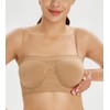 Lemorosy Women's Bralette Seamless Unpadded Bandeau Underwired Multiway Bra, beige