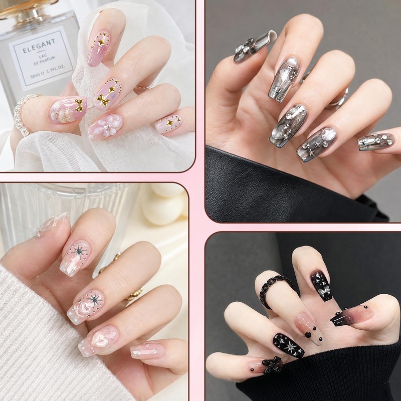 5 Boxes Nail Charms, Nail Gems for DIY Nail Art