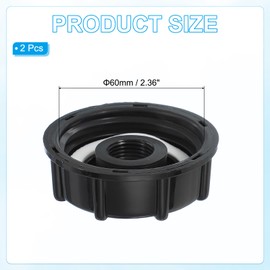 PATIKIL 275-330 IBC Tote Hose Adapter, 2 Pcs 2-3/8" Thread x 1/2" Hose Food Drain Adapter for Garden Hose Connector, Black