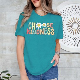 COMIZI Be Kind Shirt Women Choose Kindness Tshirt Cute Kindness Teacher Tee Tops Cyan