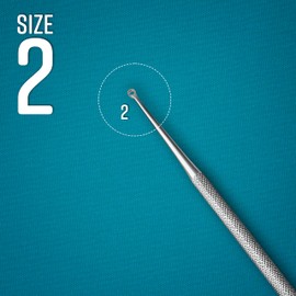 Buck Dermal Ear Wax Remover Cleaning Distel Round Safe Tip with Strong Handle Stainless Steel (Size 2 Angle Sharpe)