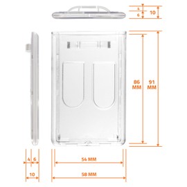 Card Holder ID Card/Credit Card Pockets ID Polycarbonate Transparent for Two Cards Vertical
