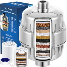SNORF Filtro de Agua para Regadera - 17 Etapas Filtro para Regadera Universal, 2 Cartuchos Reemplazables, elimina cloro, impurezas y olores, brinda experiencia inigualable