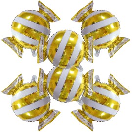 6pcs Sweet Candy Balloons Gold Candy Foil Balloons for Candyland Children's Birthday Party Decorations