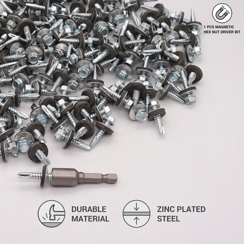 SKIR'CO Pack of 100 Galvanised Roofing Screws 5.5 x 25