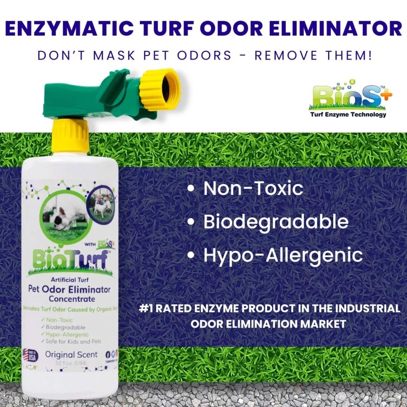 BioTurf BioS+ Artificial Turf Pet Odor Eliminator - Organic, Non-Toxic,