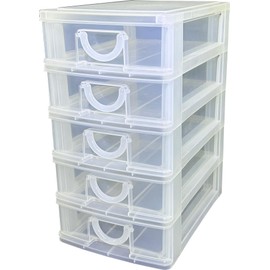 Sanko Plastic Elpis Small Storage 5 Tiers, Width 5.3 x Depth 7.6 x Height 10.2 inches (13.5 x 19.2 x 26 cm), Clear