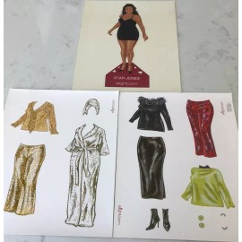 New Complete Star Jones 1999 Uncut Paper Doll 15 Pc Set Unused Clothes