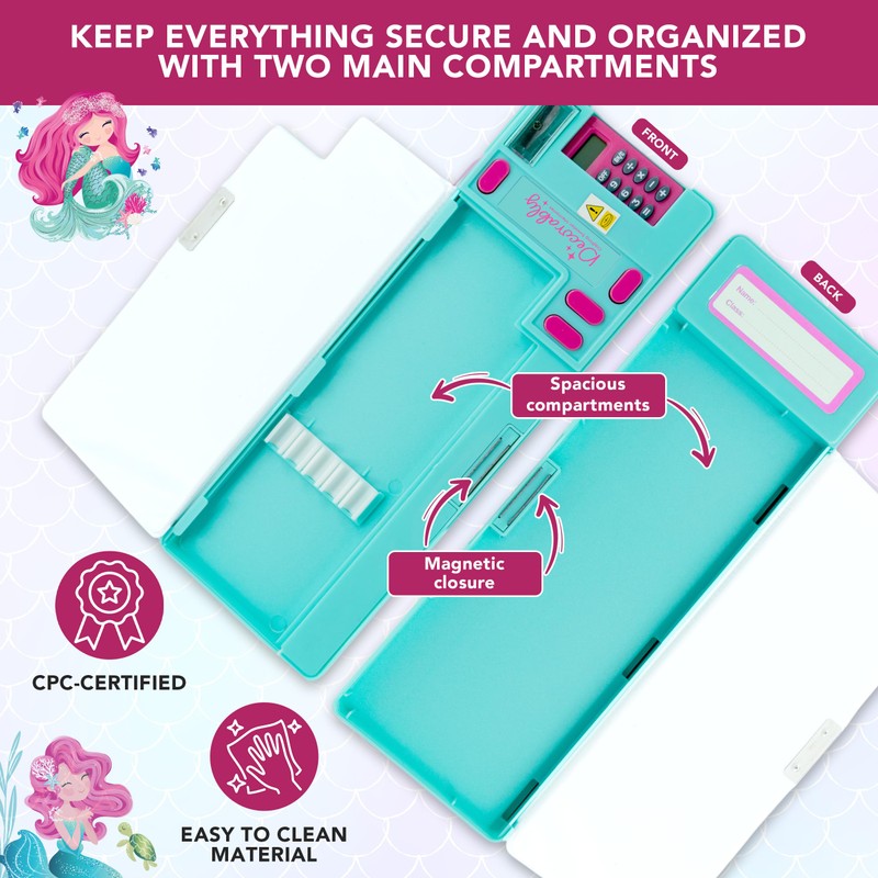 Decorably Pop Up Multifunctional Mermaid Pencil Case for Girls with