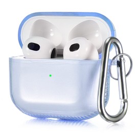 VISOOM Airpods 3 Case, Transparent Soft TPU Protective Case Compatible with AirPods 3rd Generation Wireless Charging Case with Keychain (Blue)