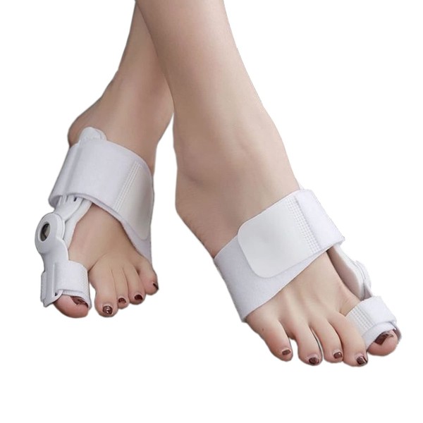 Paskyee Bunion Corrector, Orthopedic Bunion Toe Straightener for Women and Men 2 PCS, Adjustable Bunion Splint with Toe Separator for Bunion Relief White