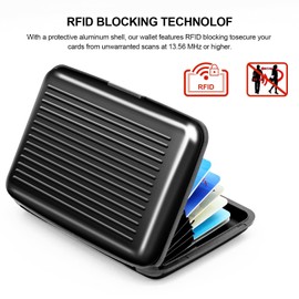 Aluminum Credit Card Holder - RFID Blocking, Slim & Stylish, Secure Metal Wallet with 8 Slots ID Case Travel Wallet for Men and Women - Compact and Lightweight Card Organizer