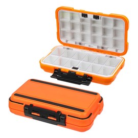 Fishing Lure Box, Waterproof Portable Lightweight Tackle Storage Box with Rubber Shock Absorber, Plastic Fishing Accessories Box for Angler (Orange L)