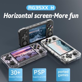 RG35XX H Retro Handheld Game Consoles rg35xxh Retro Gaming Console with 64 TF Card 3300mAh Battery Linux System 3.5-inch IPS Screen Cortex-A53 rg35xx h Portable Handheld Emulator(Black)