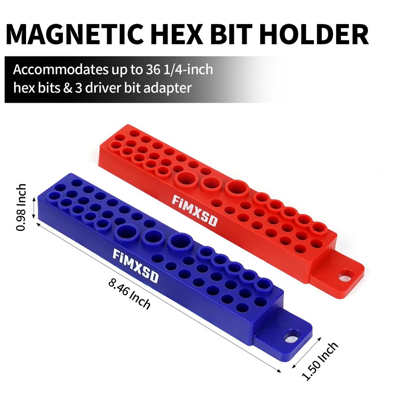 1/4" Magnetic Hex Bit Holder, 39 Holes Bit Storage with