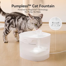 Cheerble Pumpless Cat Water Fountain, 2L/67oz Automatic Pet Fountain, Elfin E1 Lite Cat Fountain for Drinking, MagDrive™ Technology, Continuous Flow Mode, BPA-Free Cat Water Dispenser for Cats Dogs