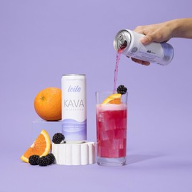 LEILO | Kava Powered Sparkling Relaxation Drink | BlackBerry Orange 12-Pack – Non-ALC Calming Beverage | 12 fl oz Cans (Pack of 12)