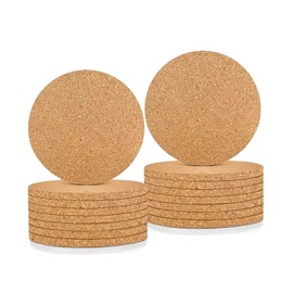 PMELCXD 16 Pcs 4 mm Thick Wooden Cork Coasters Absorbent Round Cork Drink Coasters Mats 100mm
