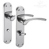 Polished Chrome Door Handles on Backplate - Lever on Bathroom