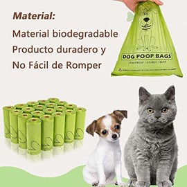 300 Piezas Bolsas para Perro, Biodegradables, de Almidón de Maíz, Bolsas para Popo de Perro a Prueba de Fugas, Resistentes y Extra Gruesas, sin Fugas, para Paseos al Aire Libre - Verde