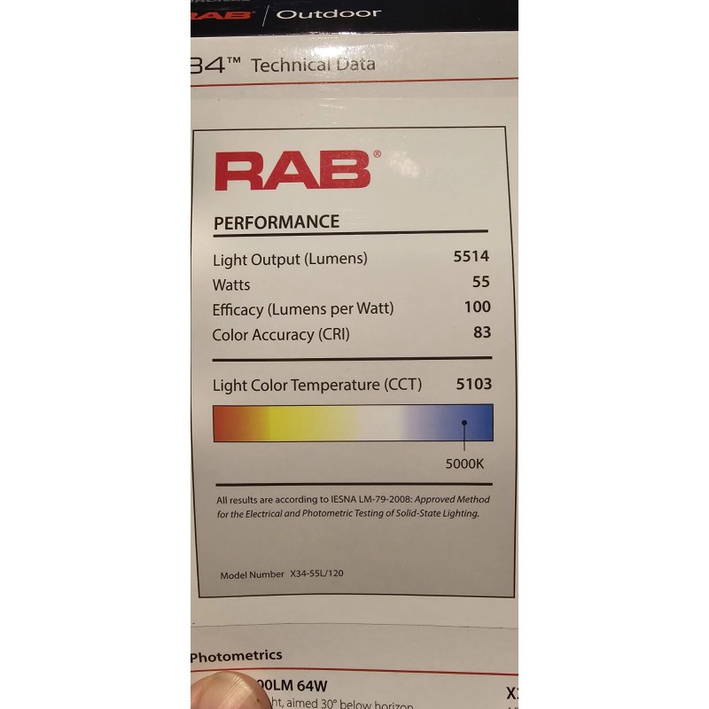 RAB outdoor X34-55l/120 Led Floodlight 5000k