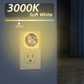 HUSITI Astronauts Rockets Night Light Plug into Wall 0.5W LED Lights Auto on/Off for Family Friends Holiday Gifts & Home Decor