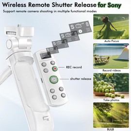 Hanpusen Tripod for Sony Camera, Wireless Shooting Grip with Shutter Release - Tripod Stand with Rechargeable Remote Control for ZV-E10/ZV-1/ZV-1F/A6400/A6700/A6100/A7 IV/RX0 II/FX3, Replace GP-VPT2BT